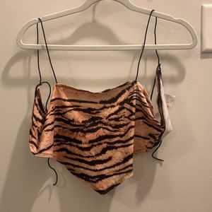Tiger Print Tie Back Crop Top
